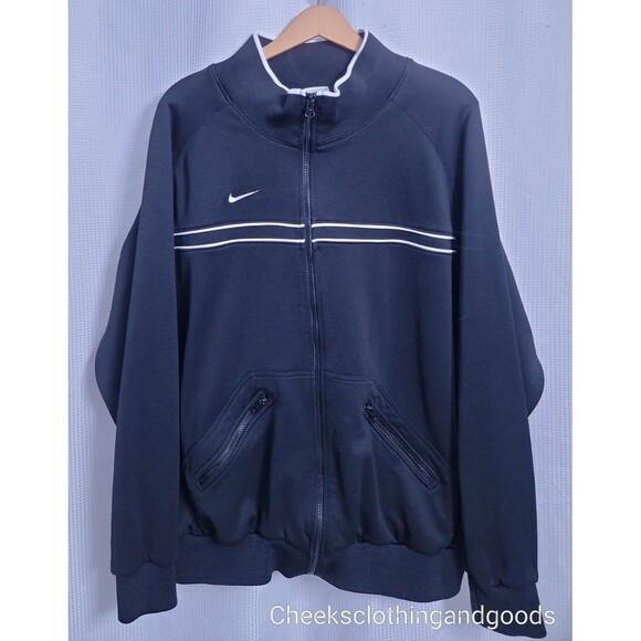 Vintage Nike Black Full Zip Team Nike Track Jacket Men's size XL - Picture 2 of 6